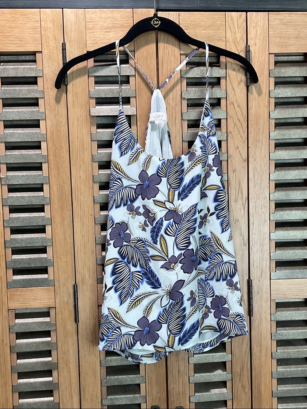 LOFT White Floral Print Spaghetti Strap Cami